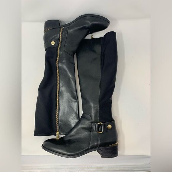 Steve Madden Ryder Black Leather Textile Riding Boot Size 8.5 - Picture 9 of 10